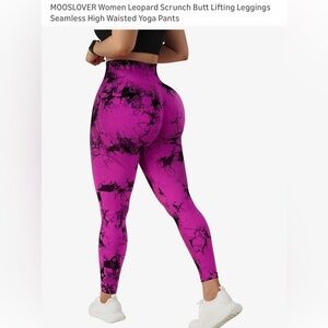 High-Waist Purple Tie-Dye Leggings Scrunch Butt Legging